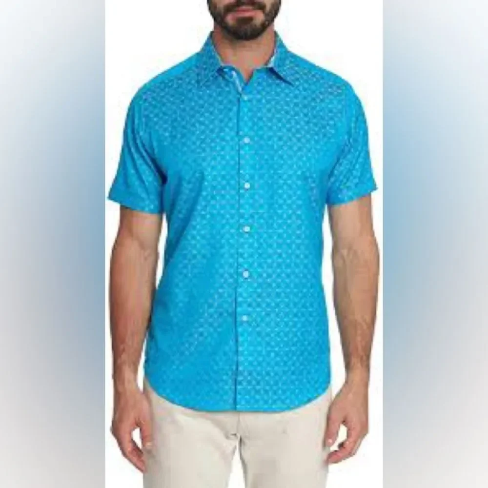 NEW Robert Graham Turquoise Patterned Men's Shirt Size 2XL